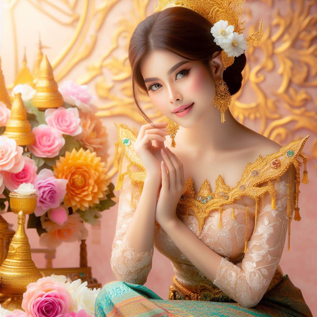 緬甸佛教之美～穿戴傳統服飾的緬甸美女