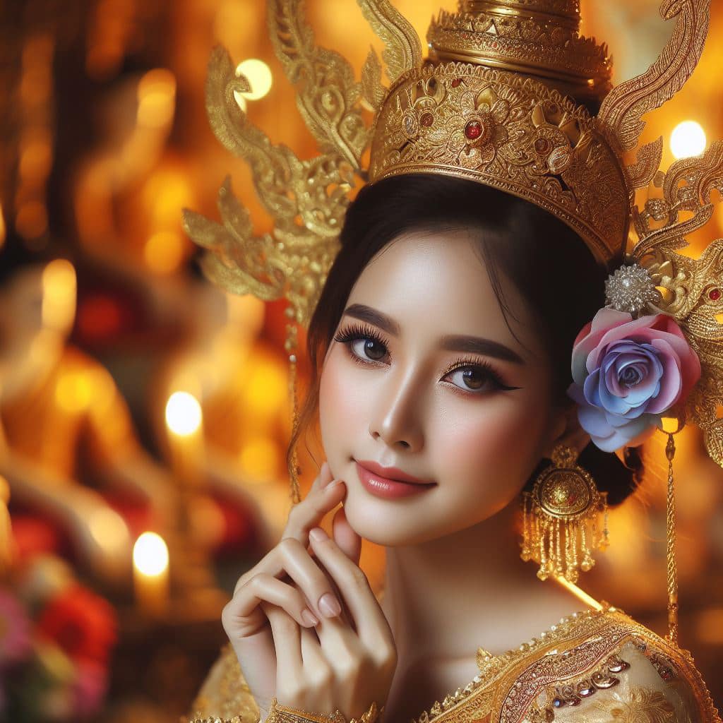 緬甸佛教之美～穿戴傳統服飾的緬甸美女