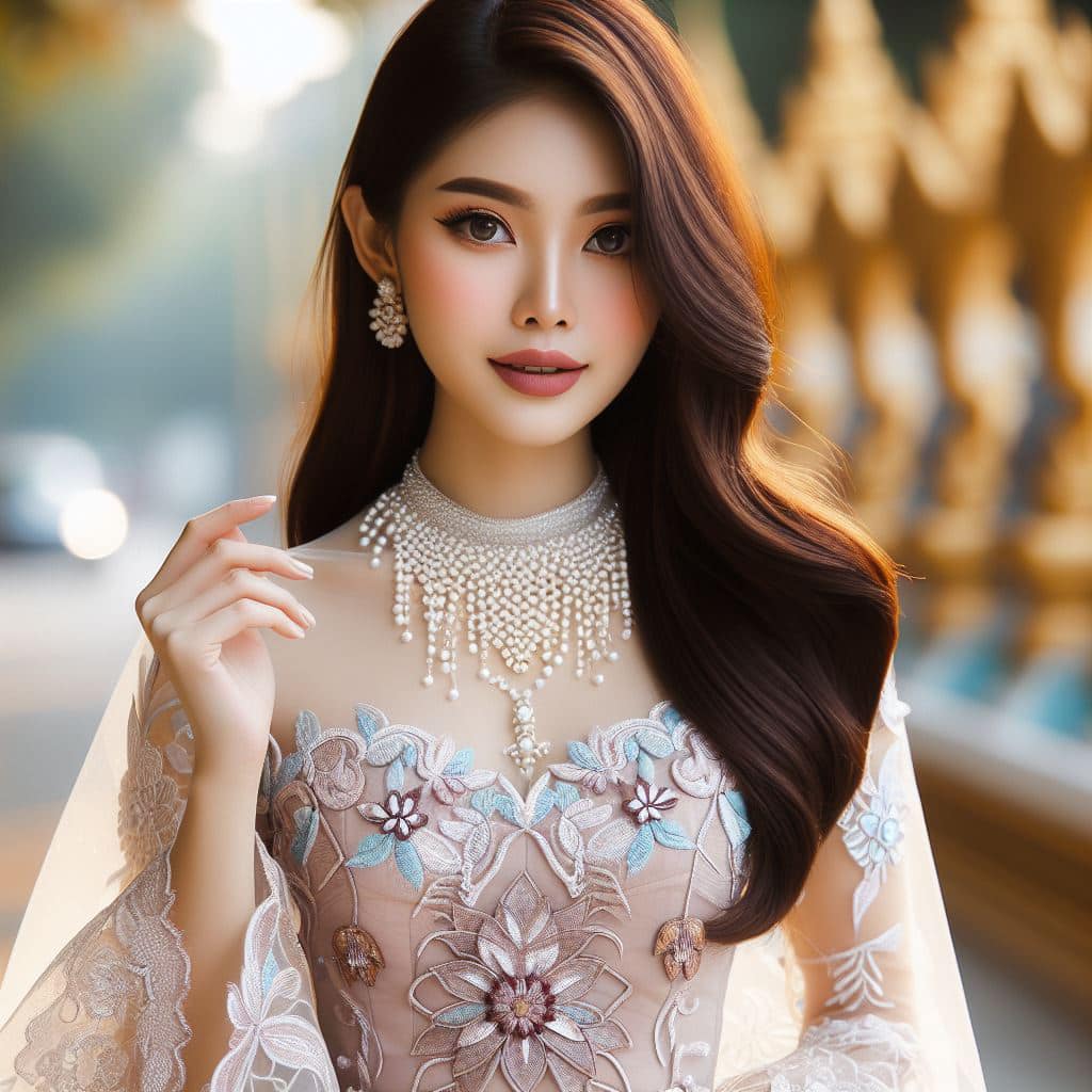 緬甸佛教之美～穿戴傳統服飾的緬甸美女