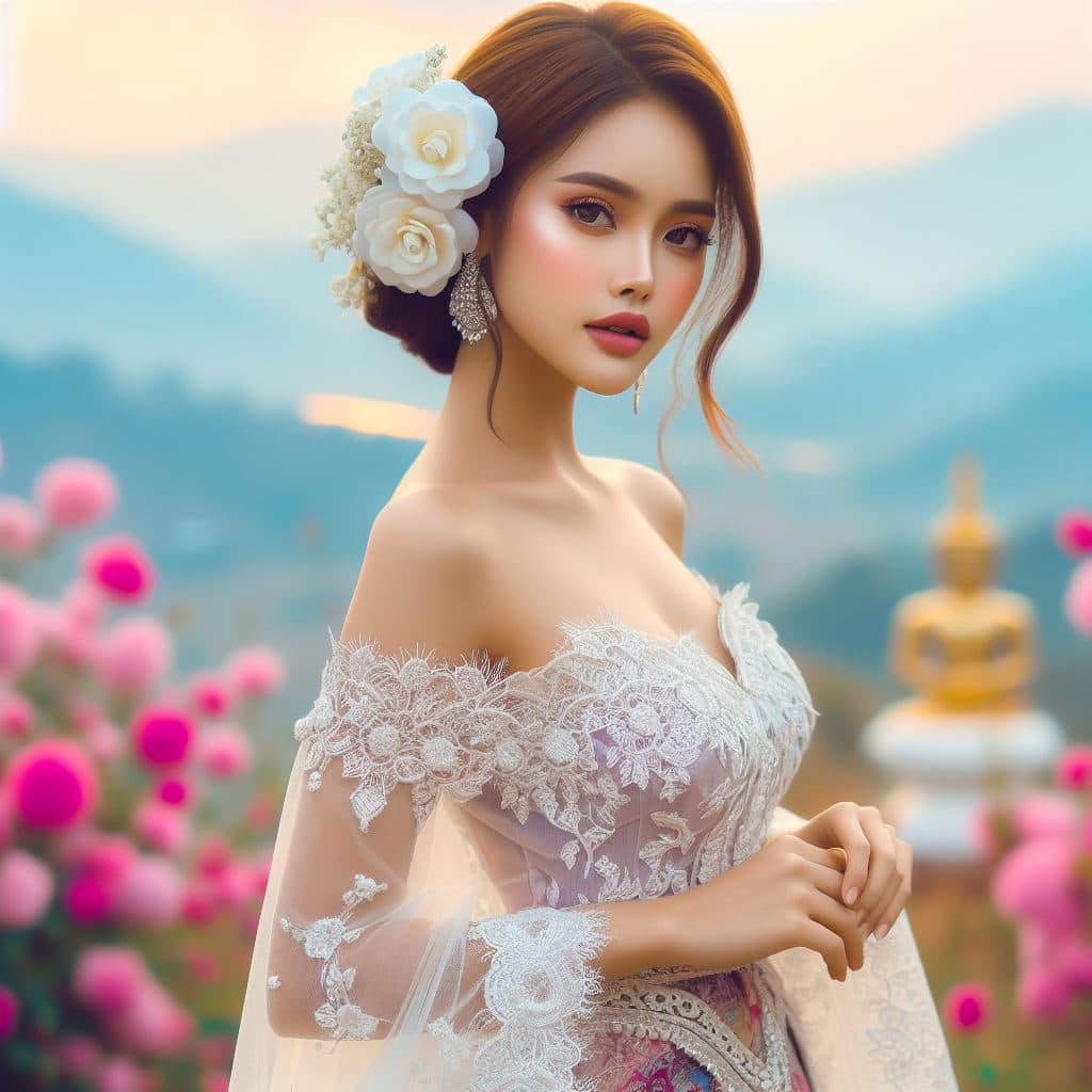 緬甸佛教之美～穿戴傳統服飾的緬甸美女