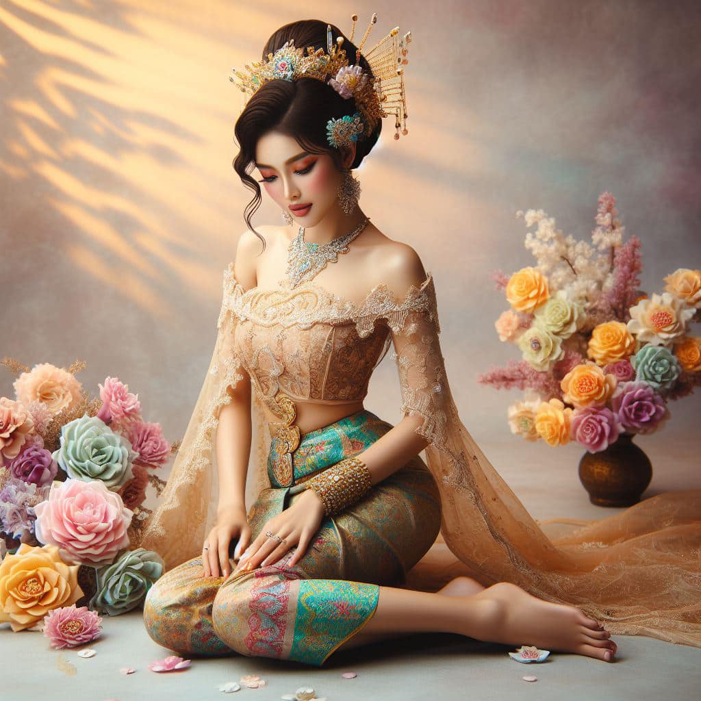 緬甸佛教之美～穿戴傳統服飾的緬甸美女