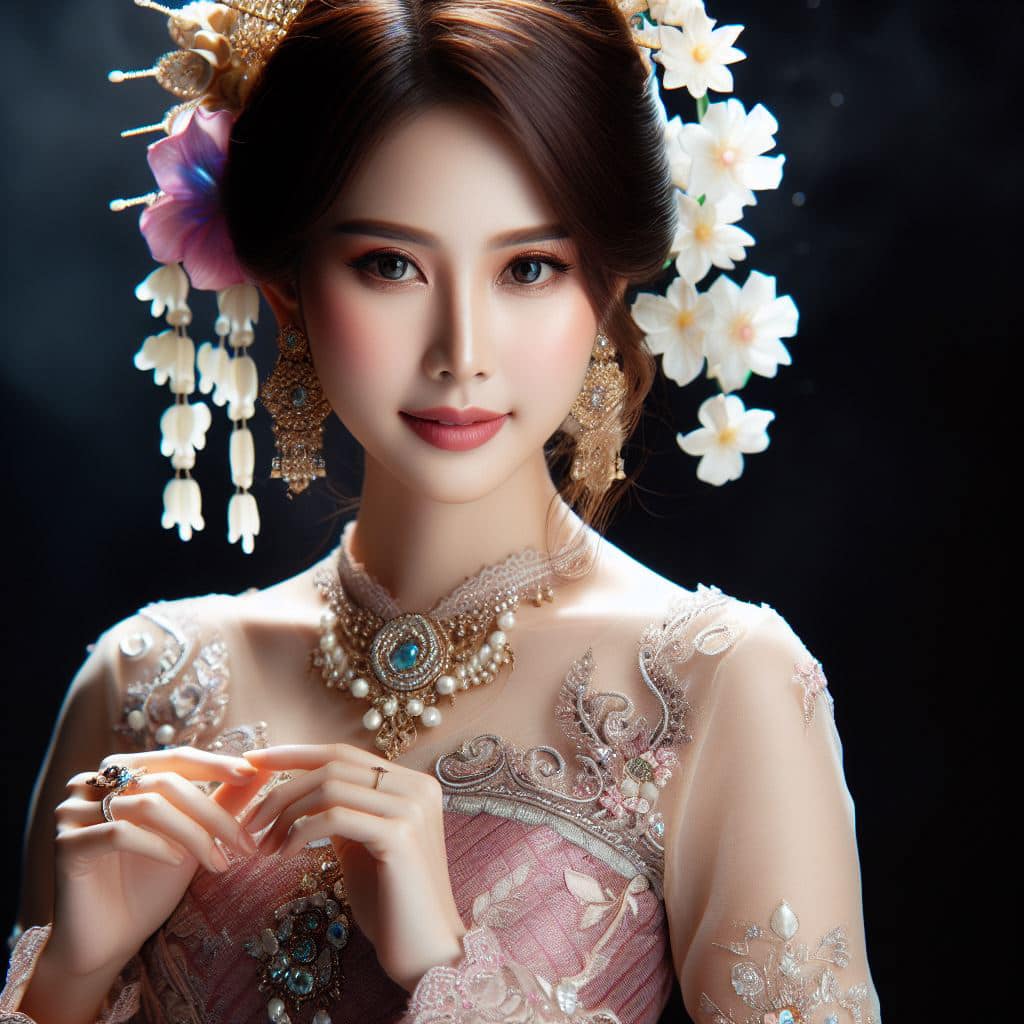 緬甸佛教之美～穿戴傳統服飾的緬甸美女