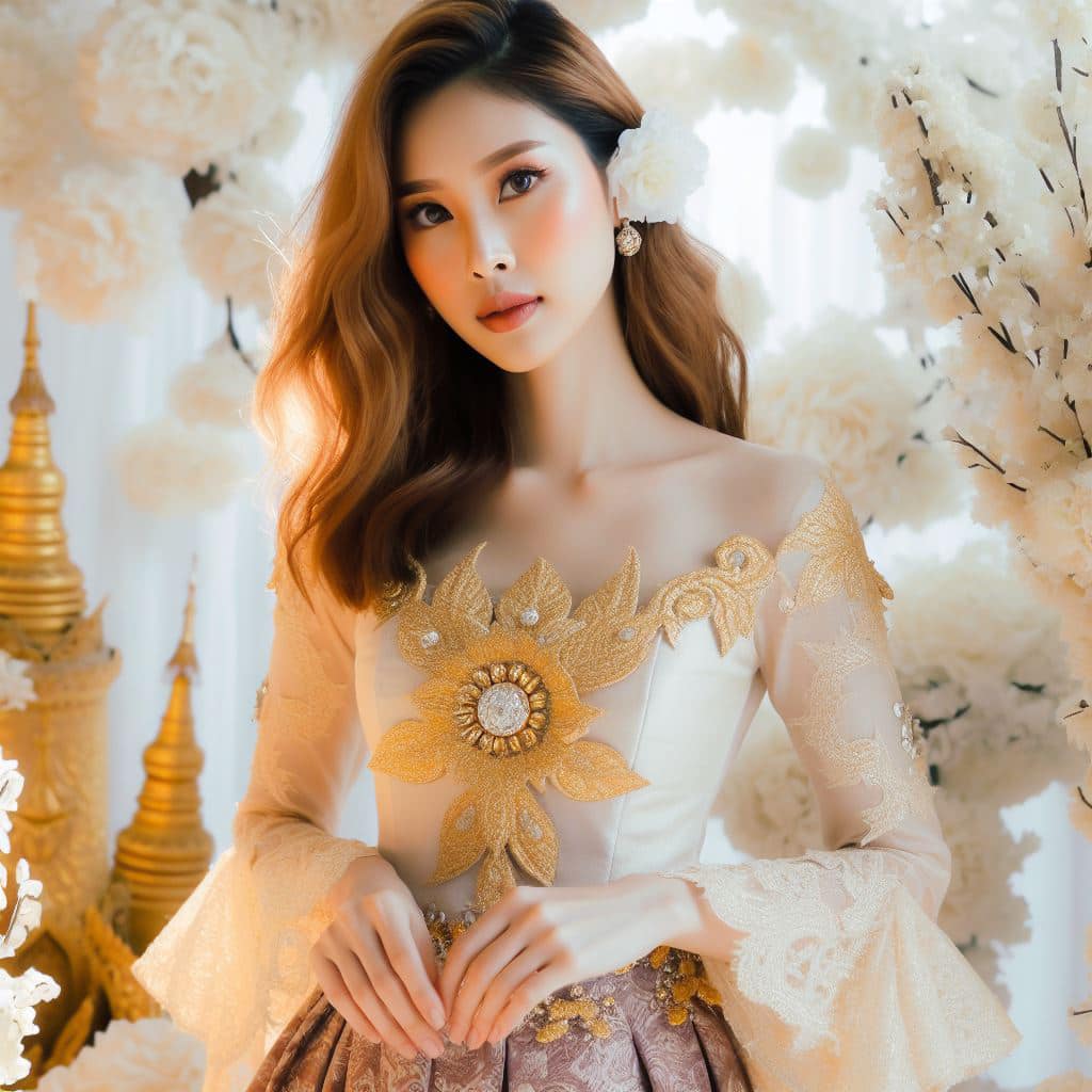 緬甸佛教之美～穿戴傳統服飾的緬甸美女