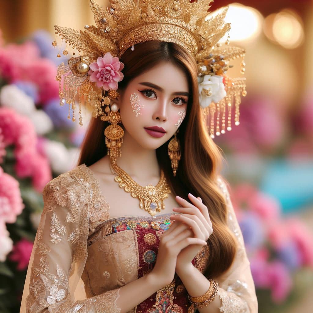 緬甸佛教之美～穿戴傳統服飾的緬甸美女