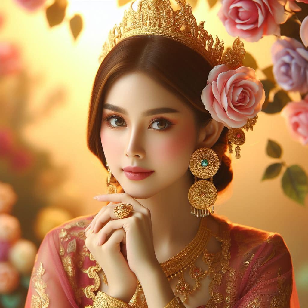 緬甸佛教之美～穿戴傳統服飾的緬甸美女