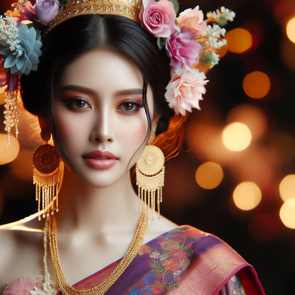緬甸佛教之美～穿戴傳統服飾的緬甸美女