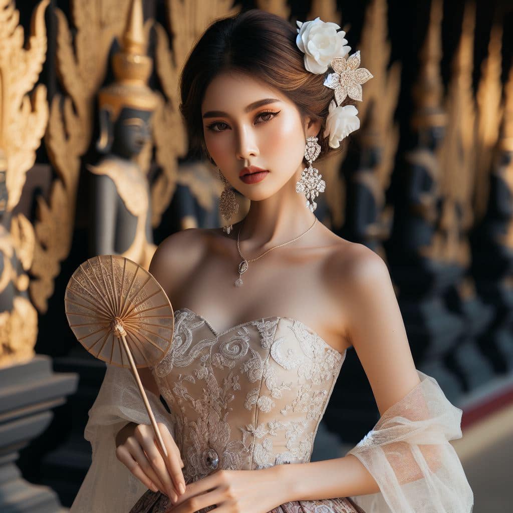 緬甸佛教之美～穿戴傳統服飾的緬甸美女