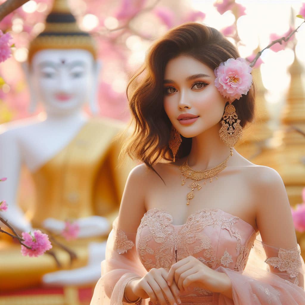 緬甸佛教之美～穿戴傳統服飾的緬甸美女