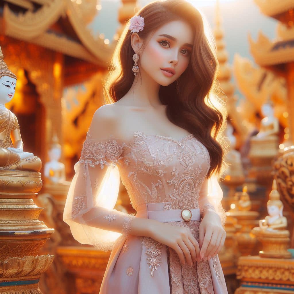 緬甸佛教之美～穿戴傳統服飾的緬甸美女