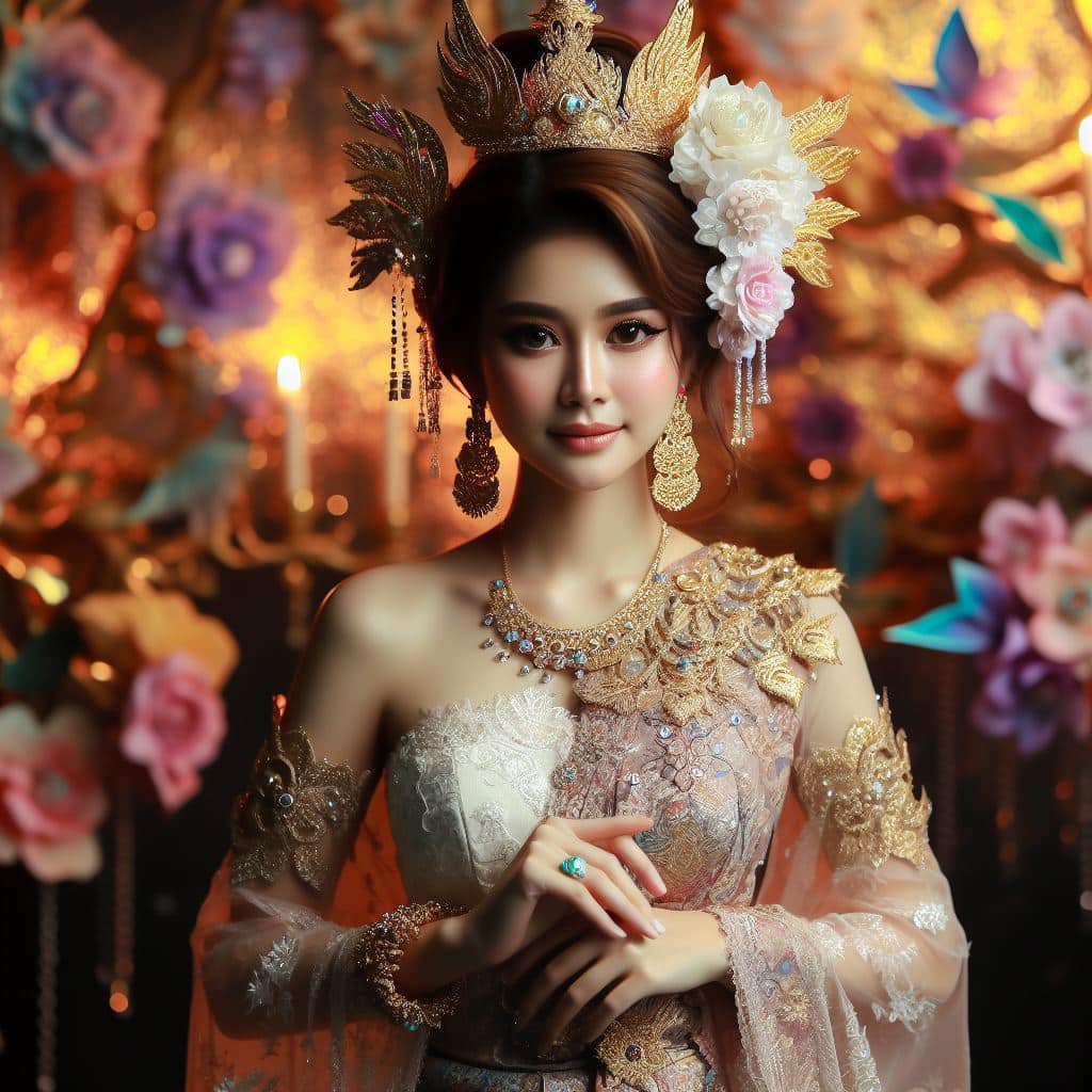 緬甸佛教之美～穿戴傳統服飾的緬甸美女