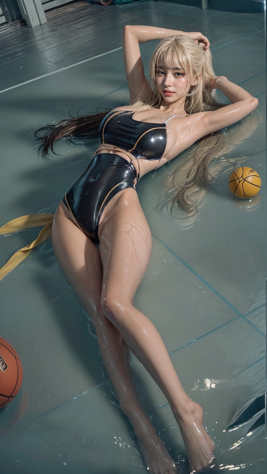 indoor gym wet latex swimsuit1