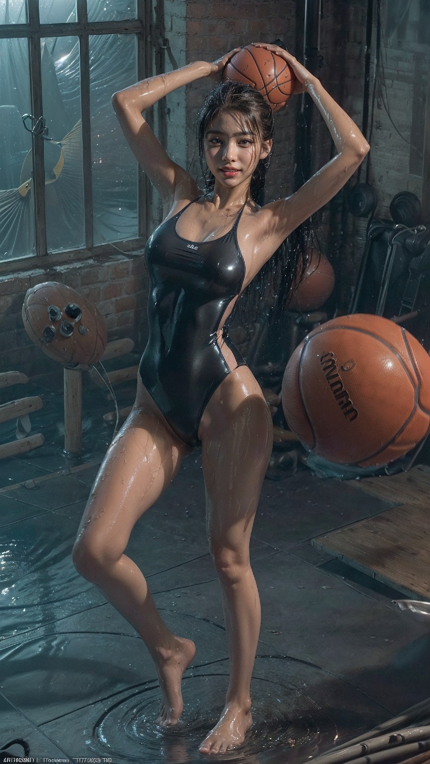 indoor gym wet latex swimsuit1