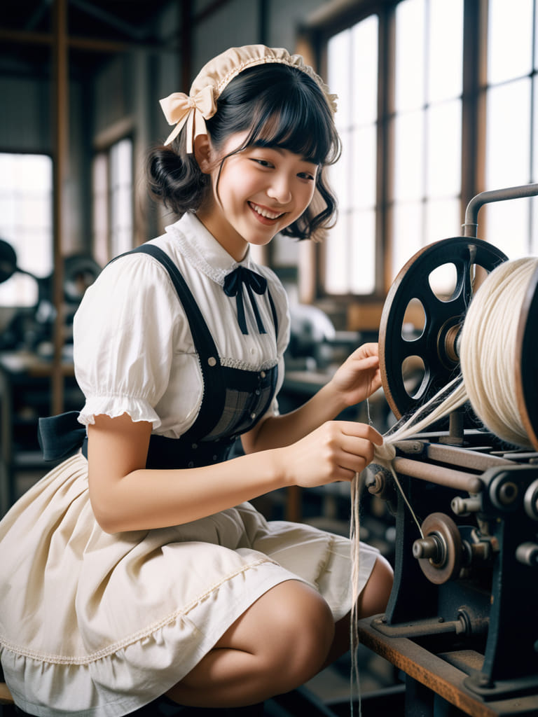 Female spinning factory workers in Taiwan in the 1950s