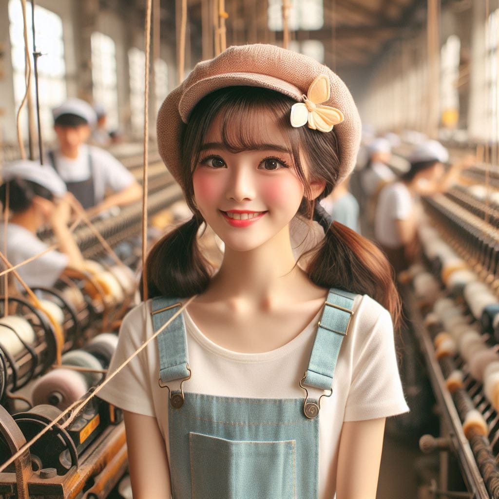 Female spinning factory workers in Taiwan in the 1950s