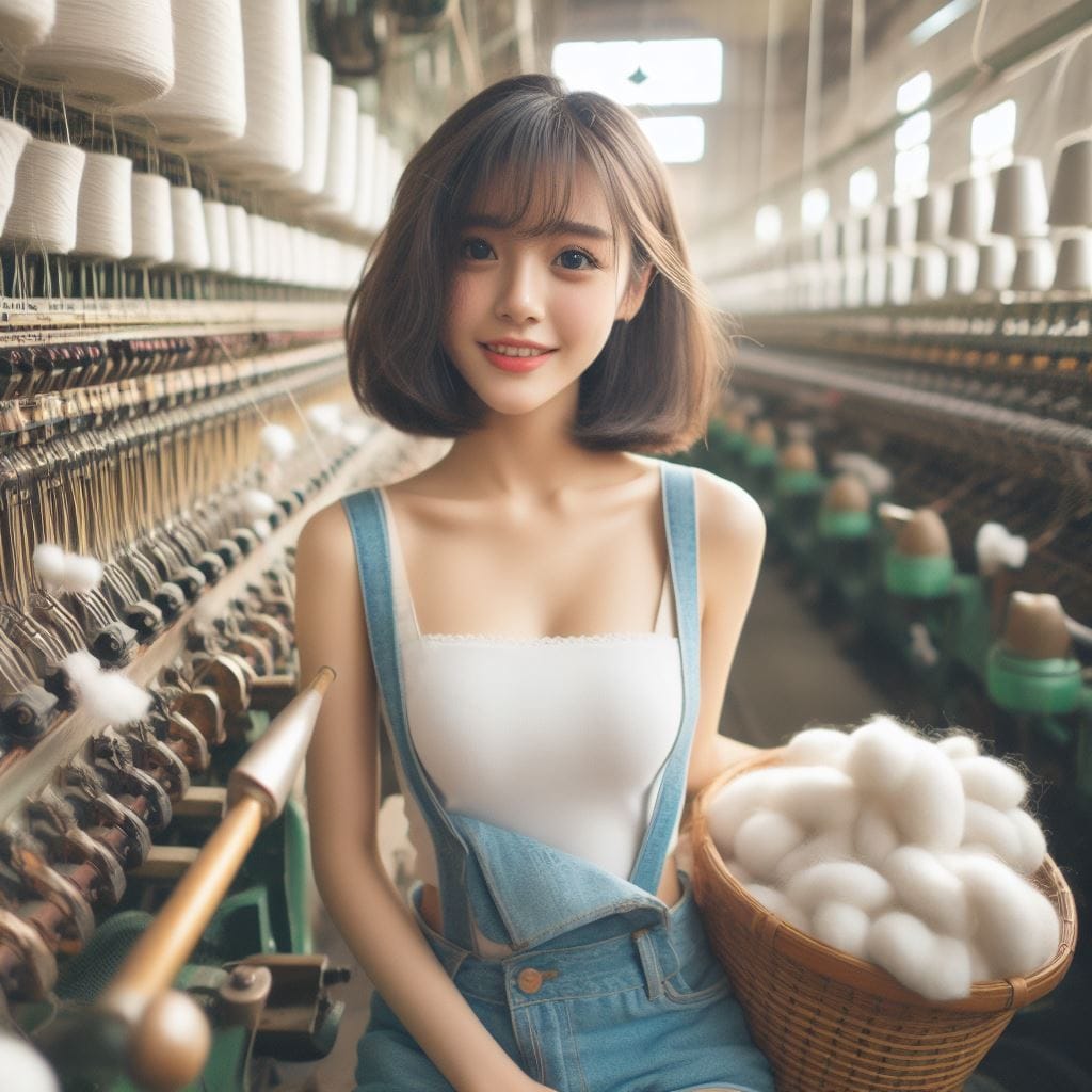 Female spinning factory workers in Taiwan in the 1950s