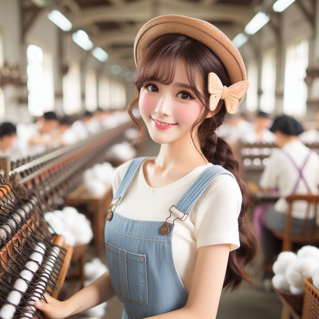 Female spinning factory workers in Taiwan in the 1950s