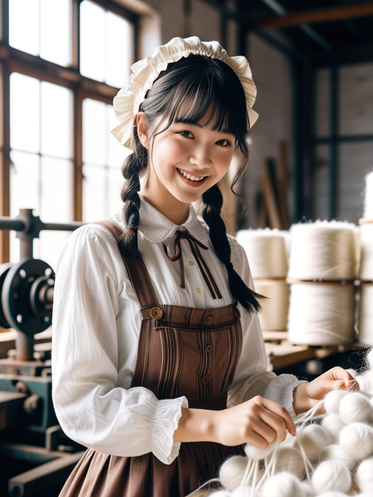 Female spinning factory workers in Taiwan in the 1950s