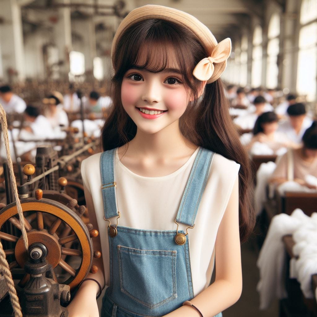 Female spinning factory workers in Taiwan in the 1950s