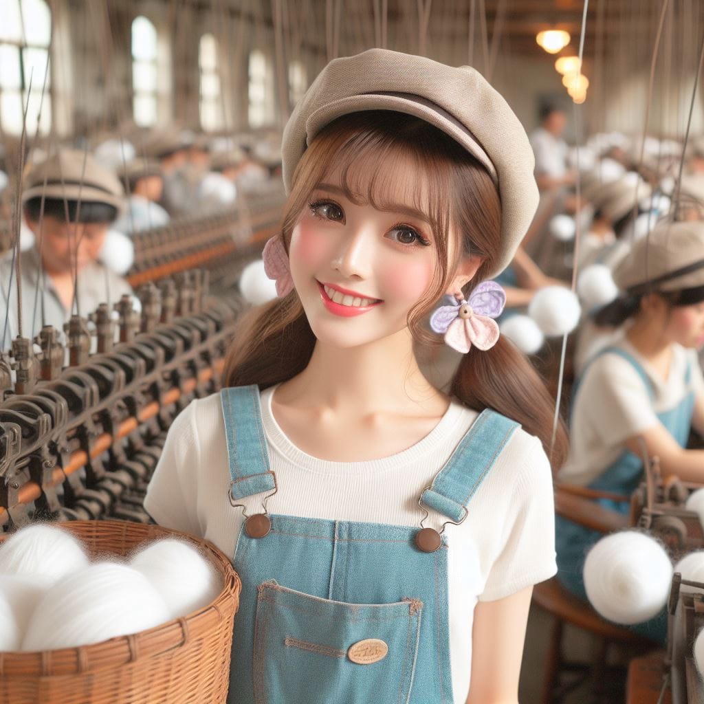 Female spinning factory workers in Taiwan in the 1950s