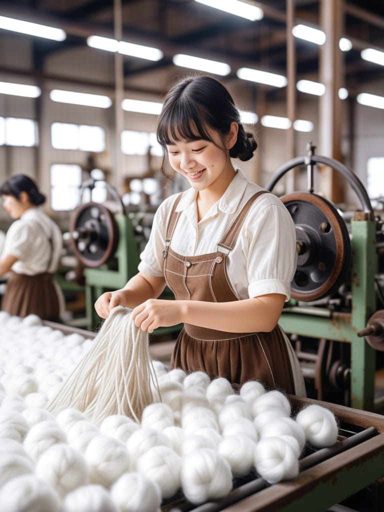 Female spinning factory workers in Taiwan in the 1950s