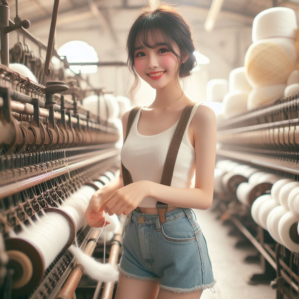 Female spinning factory workers in Taiwan in the 1950s
