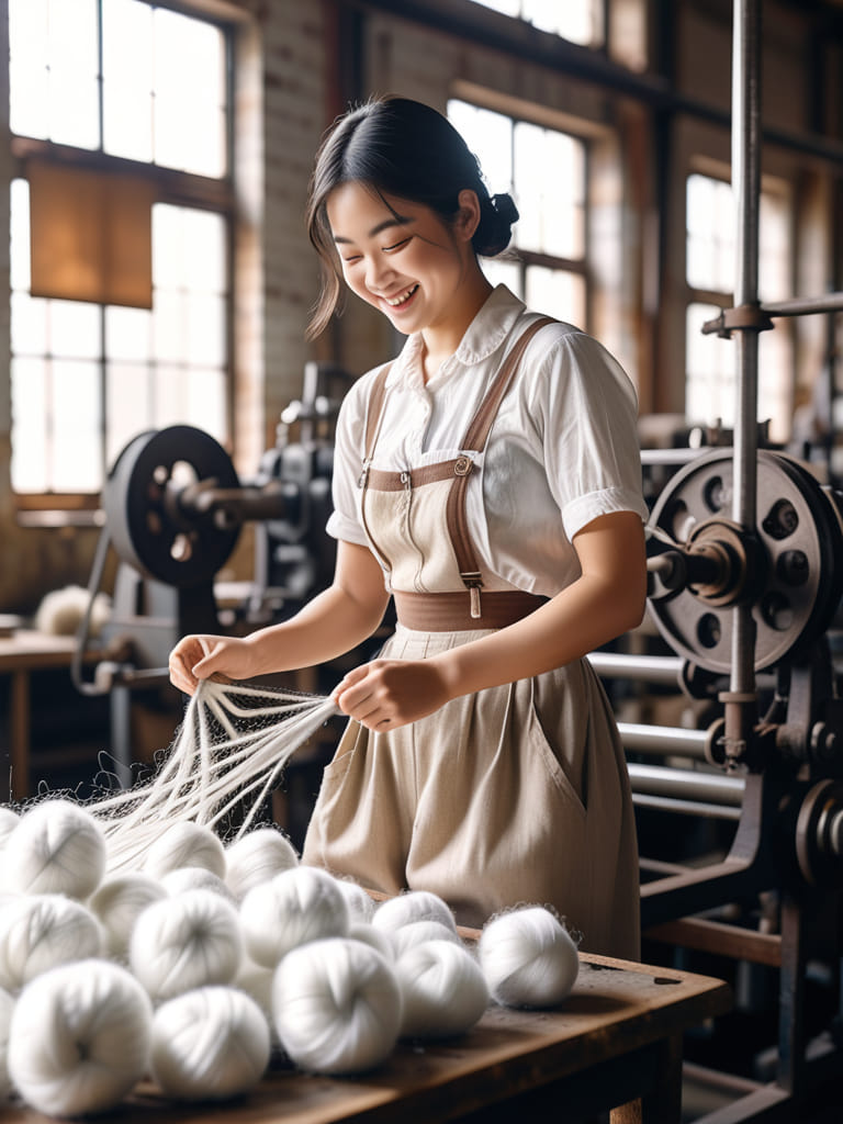 Female spinning factory workers in Taiwan in the 1950s