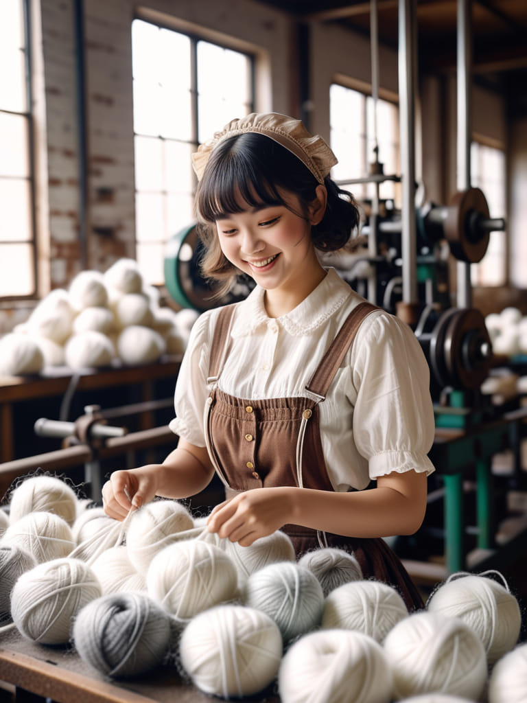 Female spinning factory workers in Taiwan in the 1950s