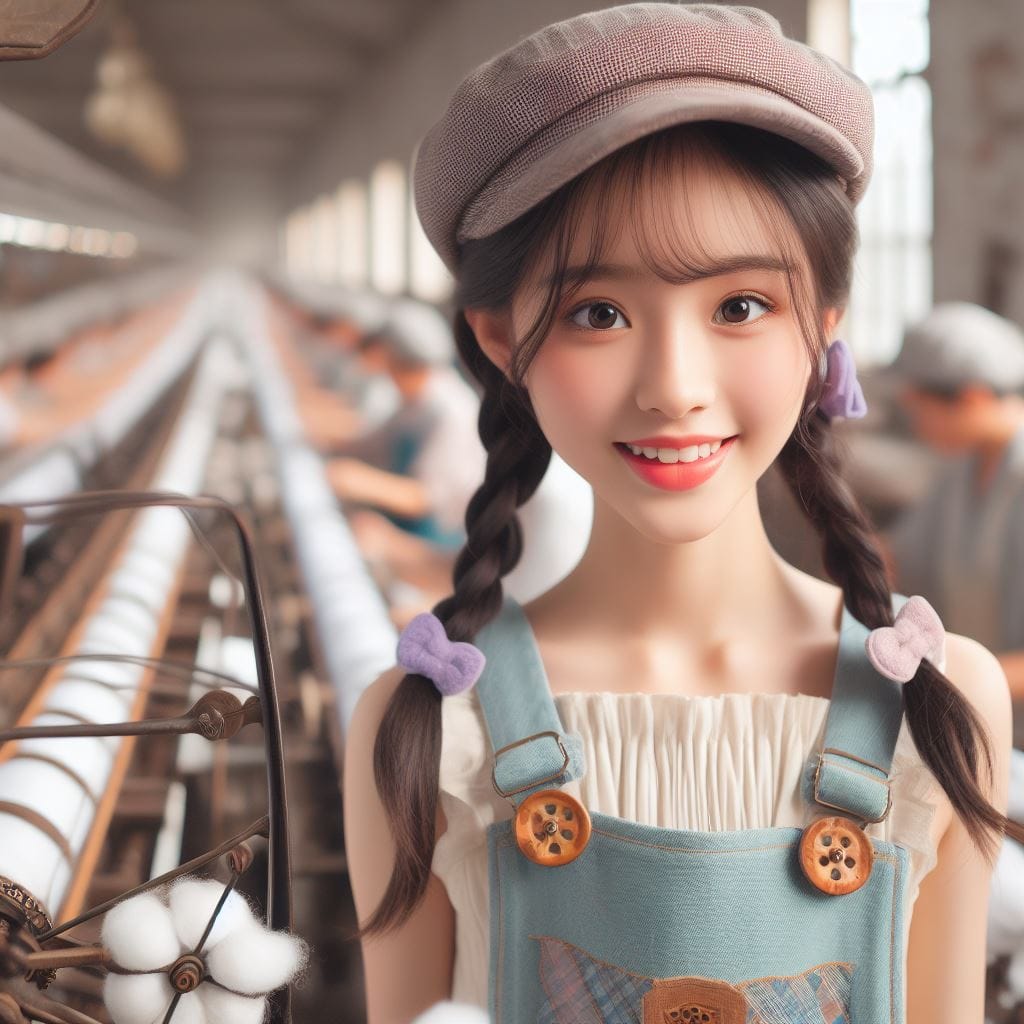 Female spinning factory workers in Taiwan in the 1950s