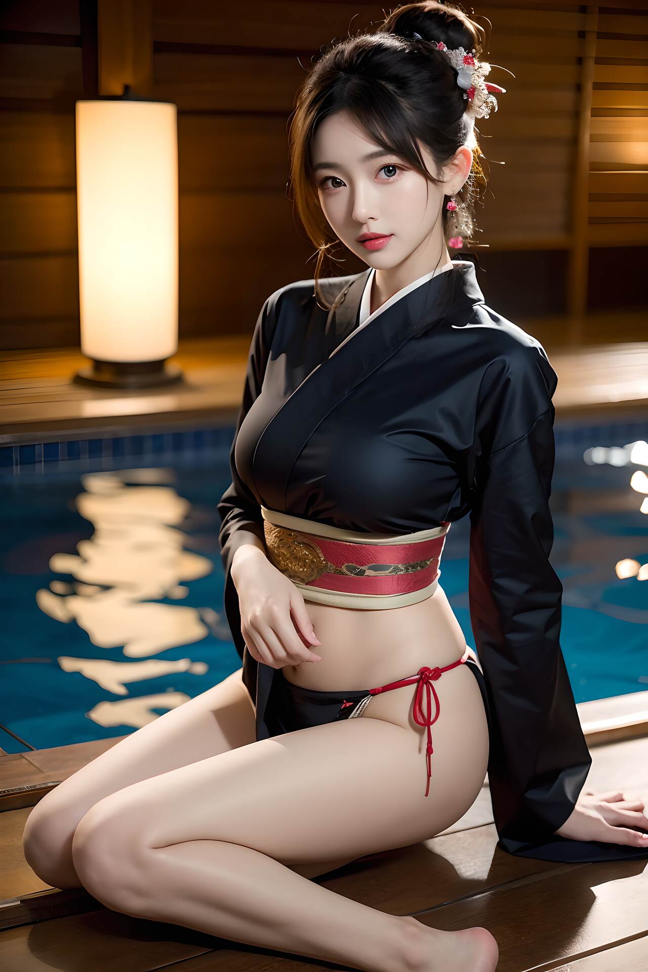 和服小姐姐在溫泉露出