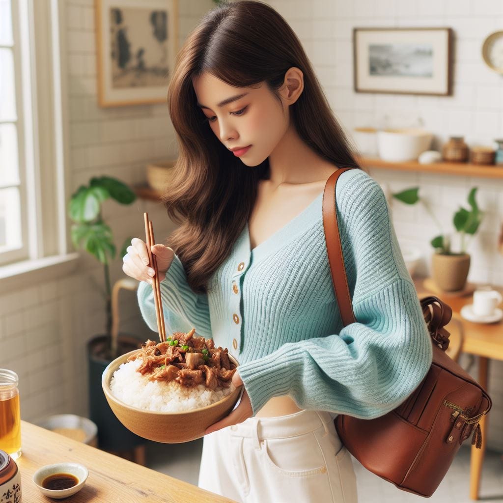 吃滷肉飯的妹子