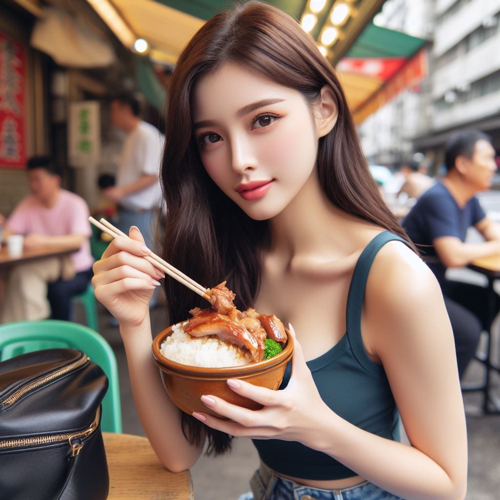 吃滷肉飯的妹子