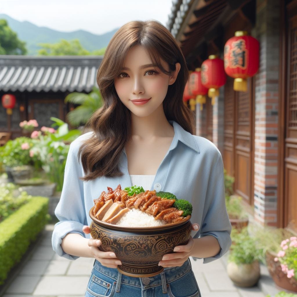 吃滷肉飯的妹子