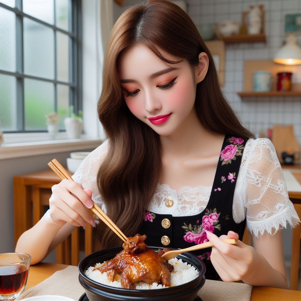吃滷肉飯的妹子