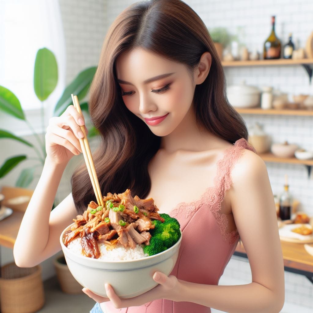 吃滷肉飯的妹子