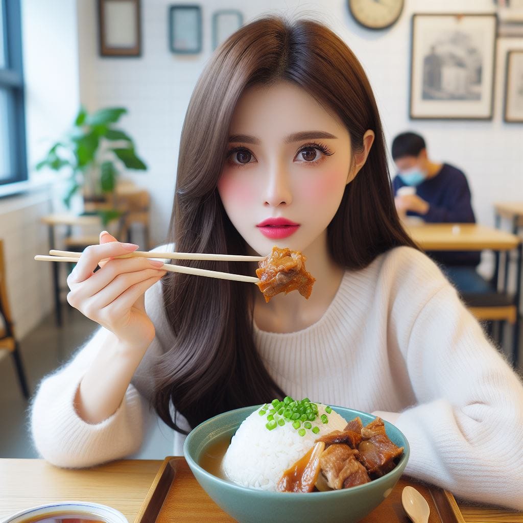吃滷肉飯的妹子