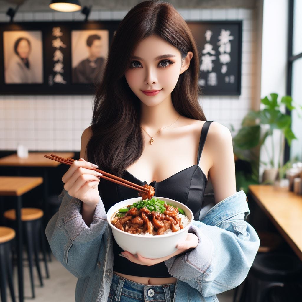 吃滷肉飯的妹子