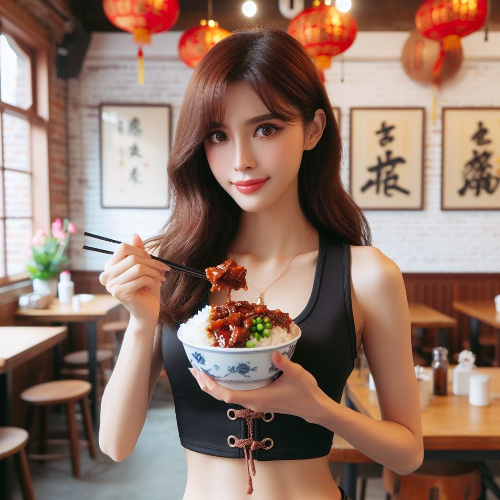 吃滷肉飯的妹子