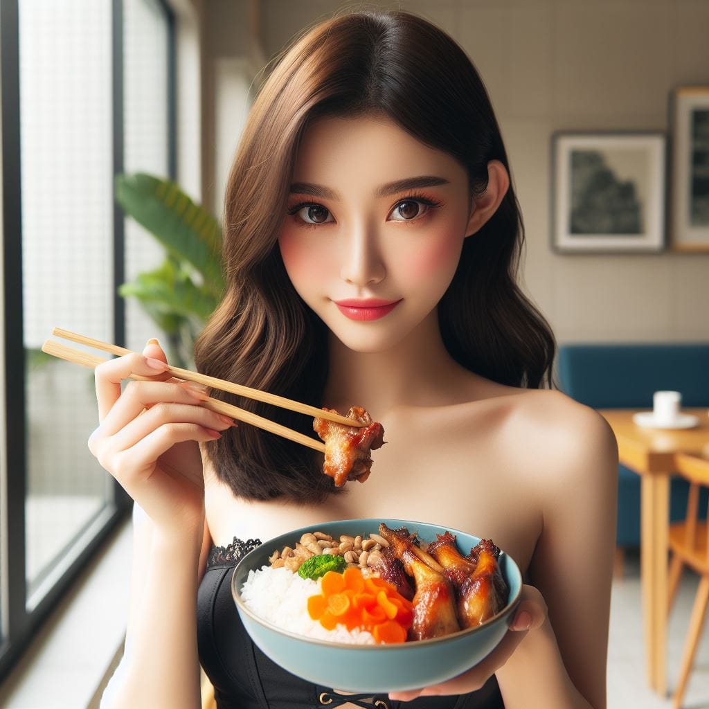 吃滷肉飯的妹子