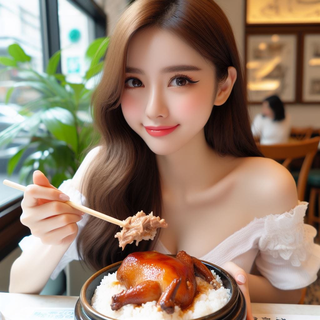吃滷肉飯的妹子
