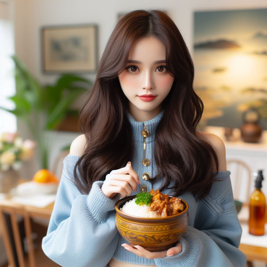 吃滷肉飯的妹子