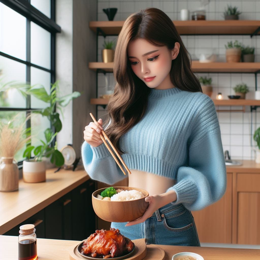 吃滷肉飯的妹子