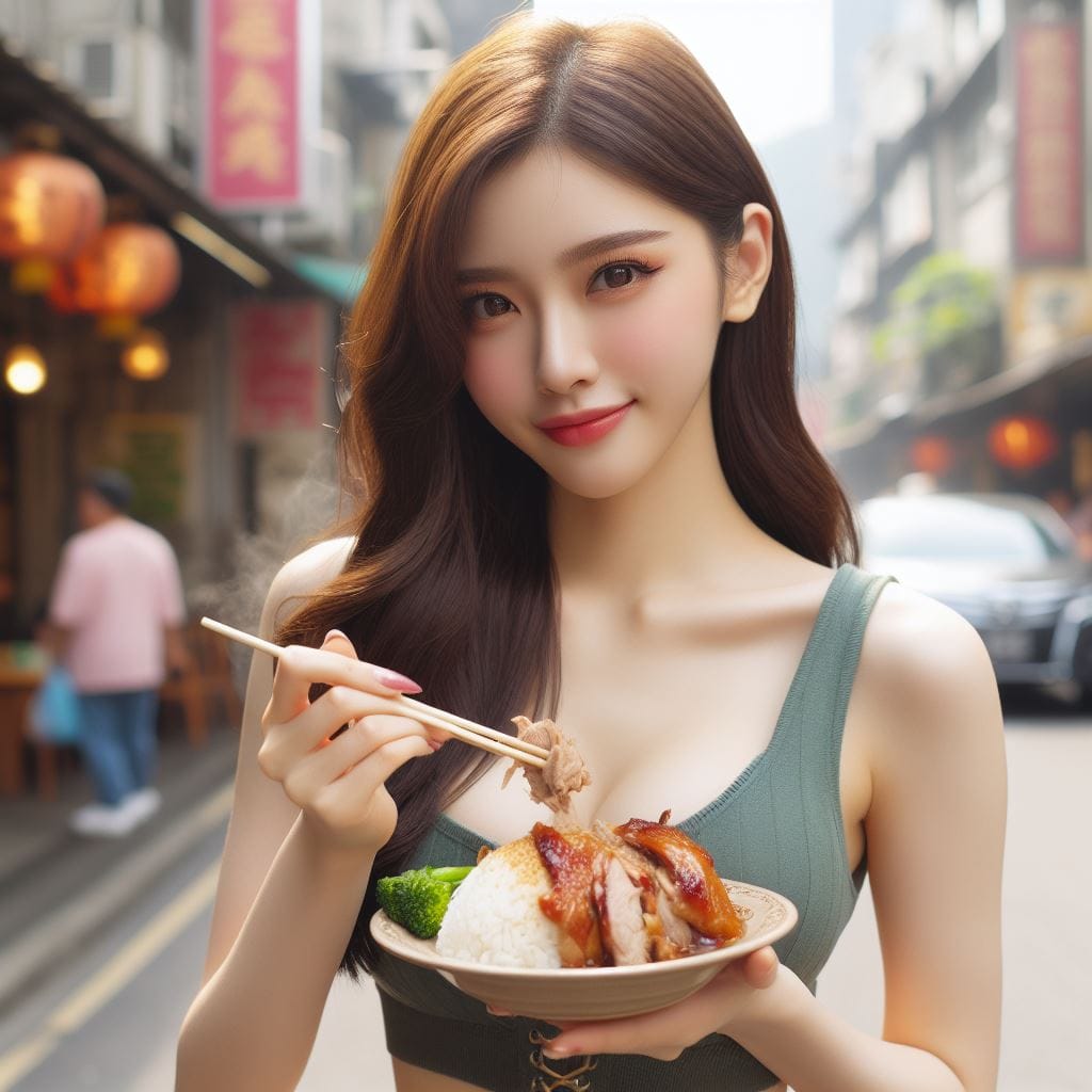 吃滷肉飯的妹子