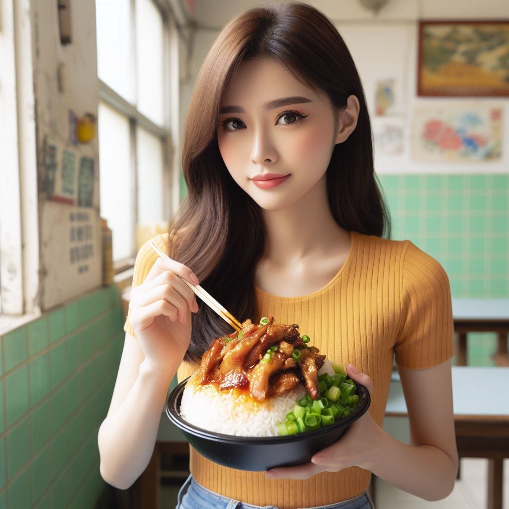 吃滷肉飯的妹子