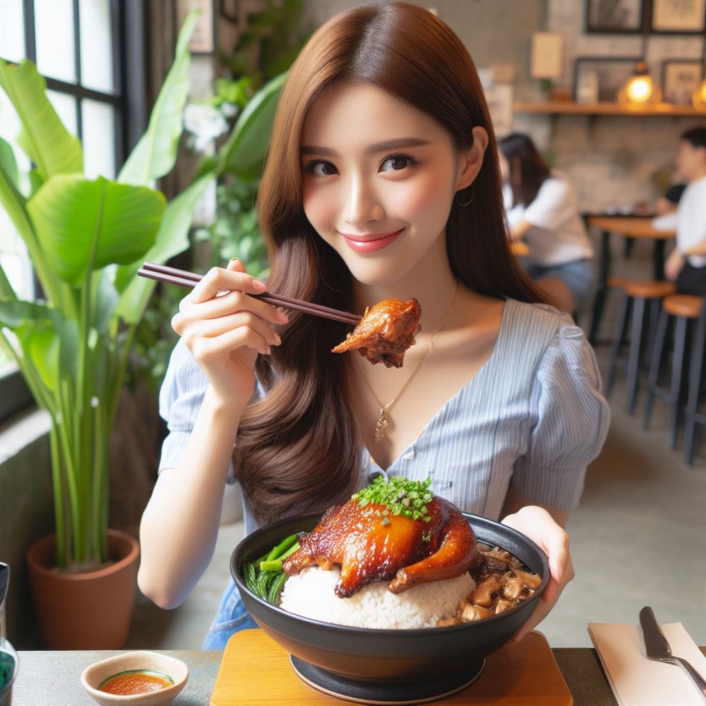 吃滷肉飯的妹子