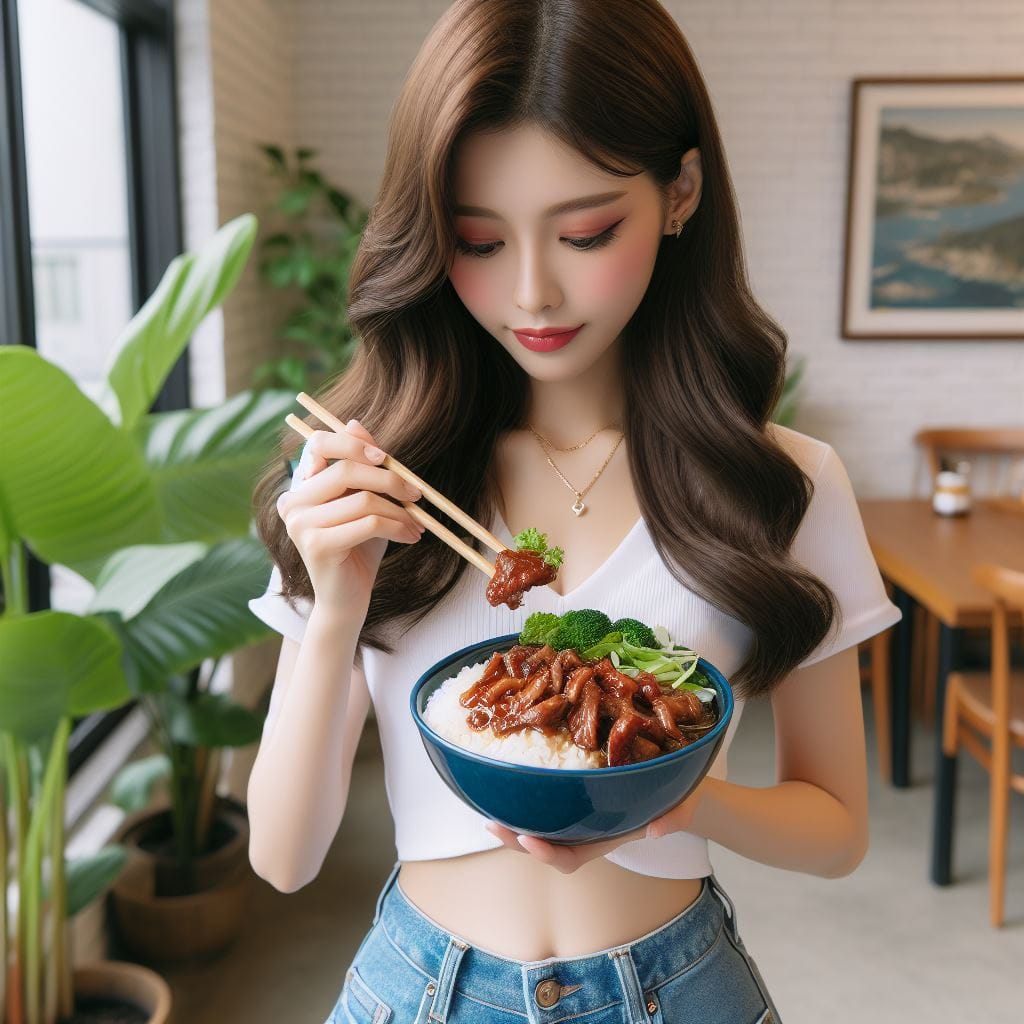 吃滷肉飯的妹子