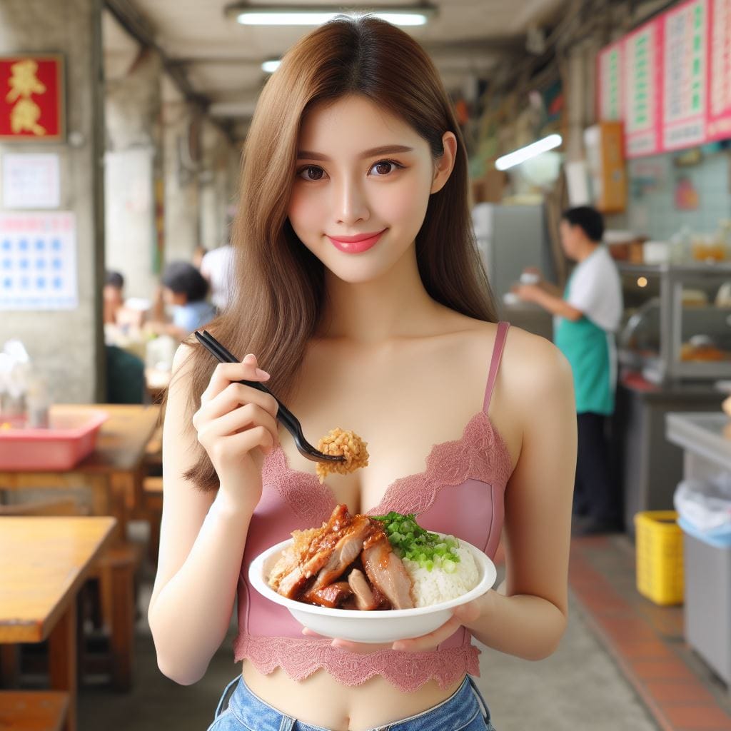 吃滷肉飯的妹子