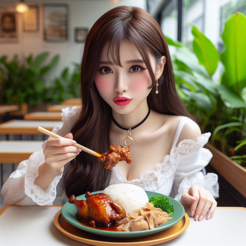 吃滷肉飯的妹子