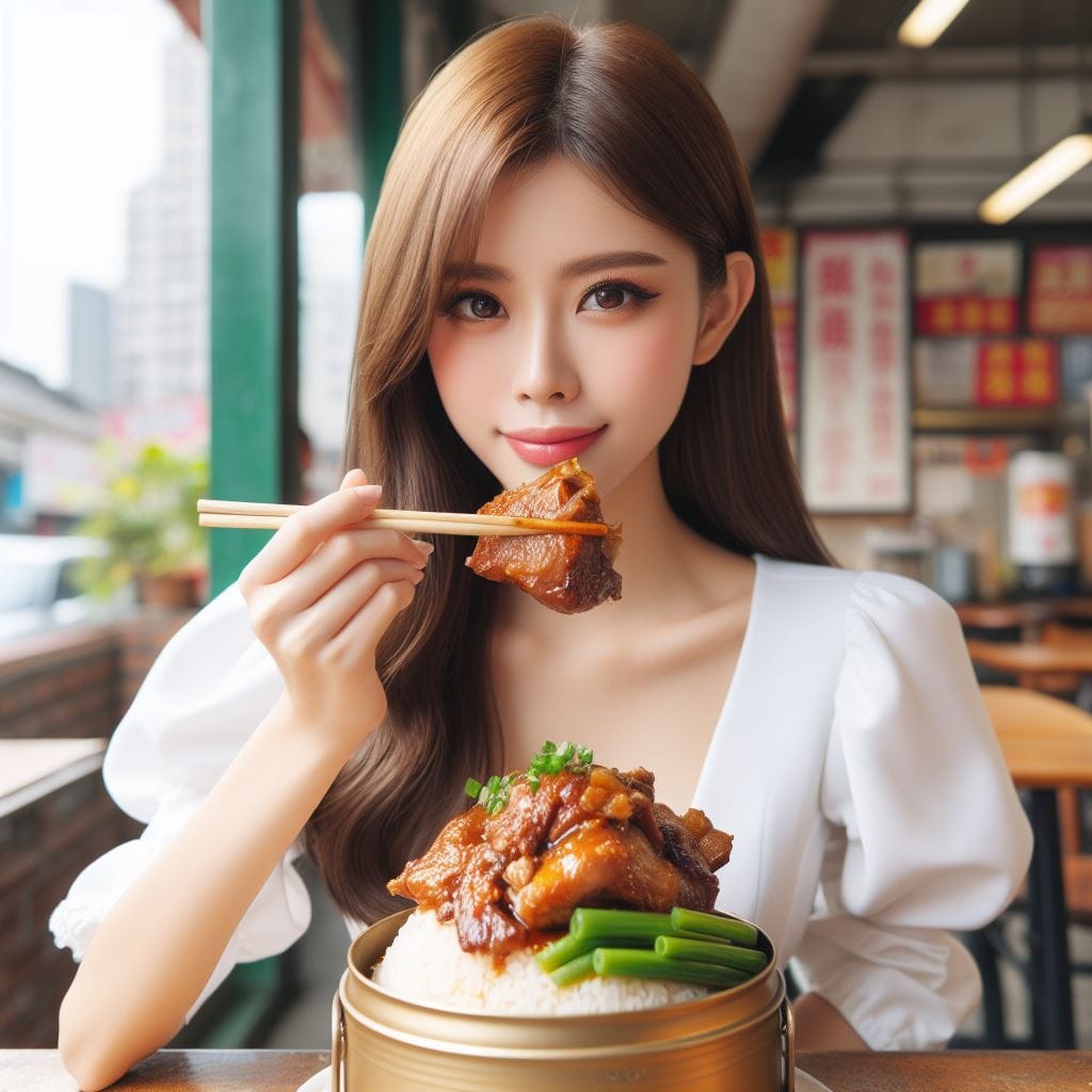 吃滷肉飯的妹子
