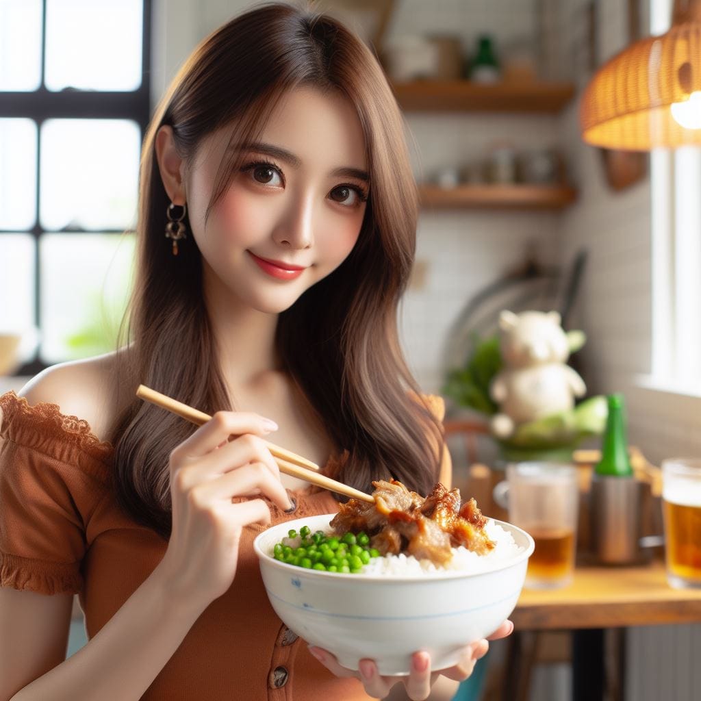 吃滷肉飯的妹子