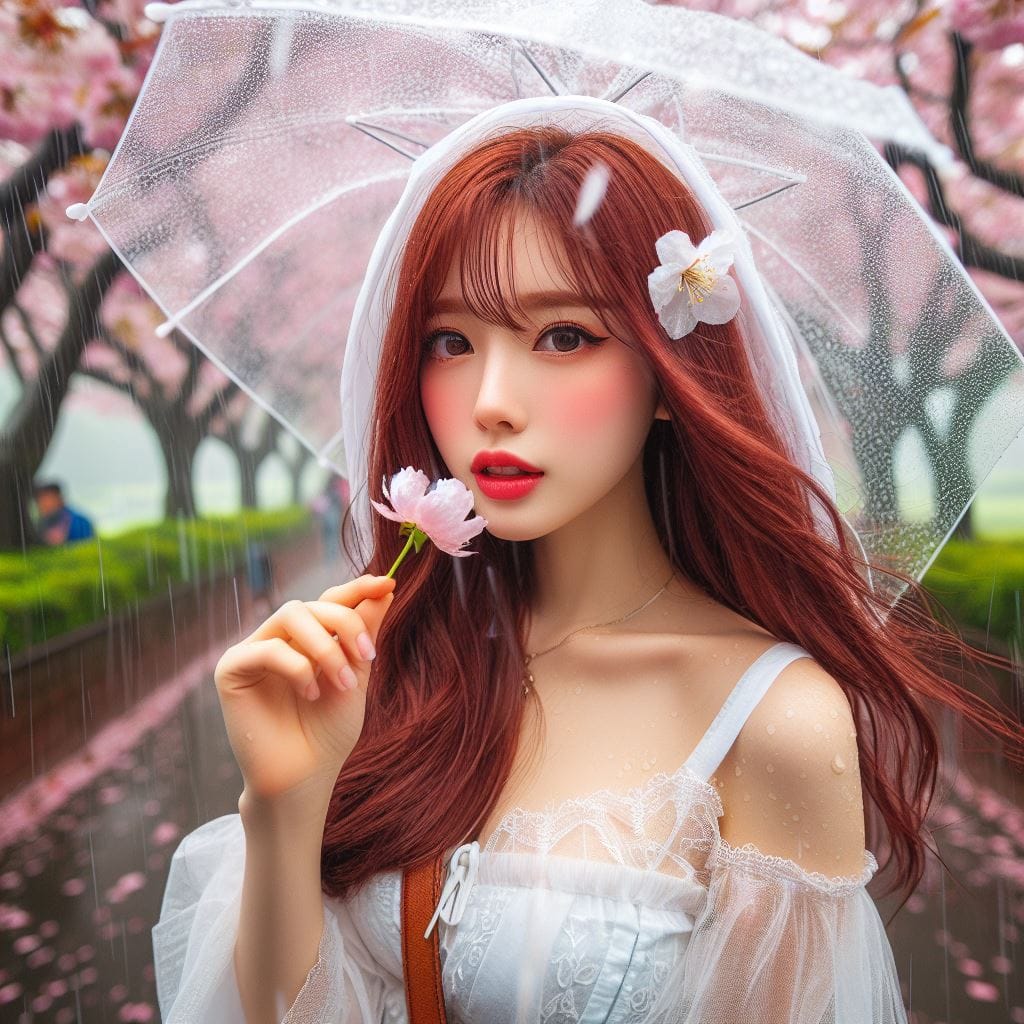 妹子下雨淋雨不爽可還是得吃冰淇淋啊-1